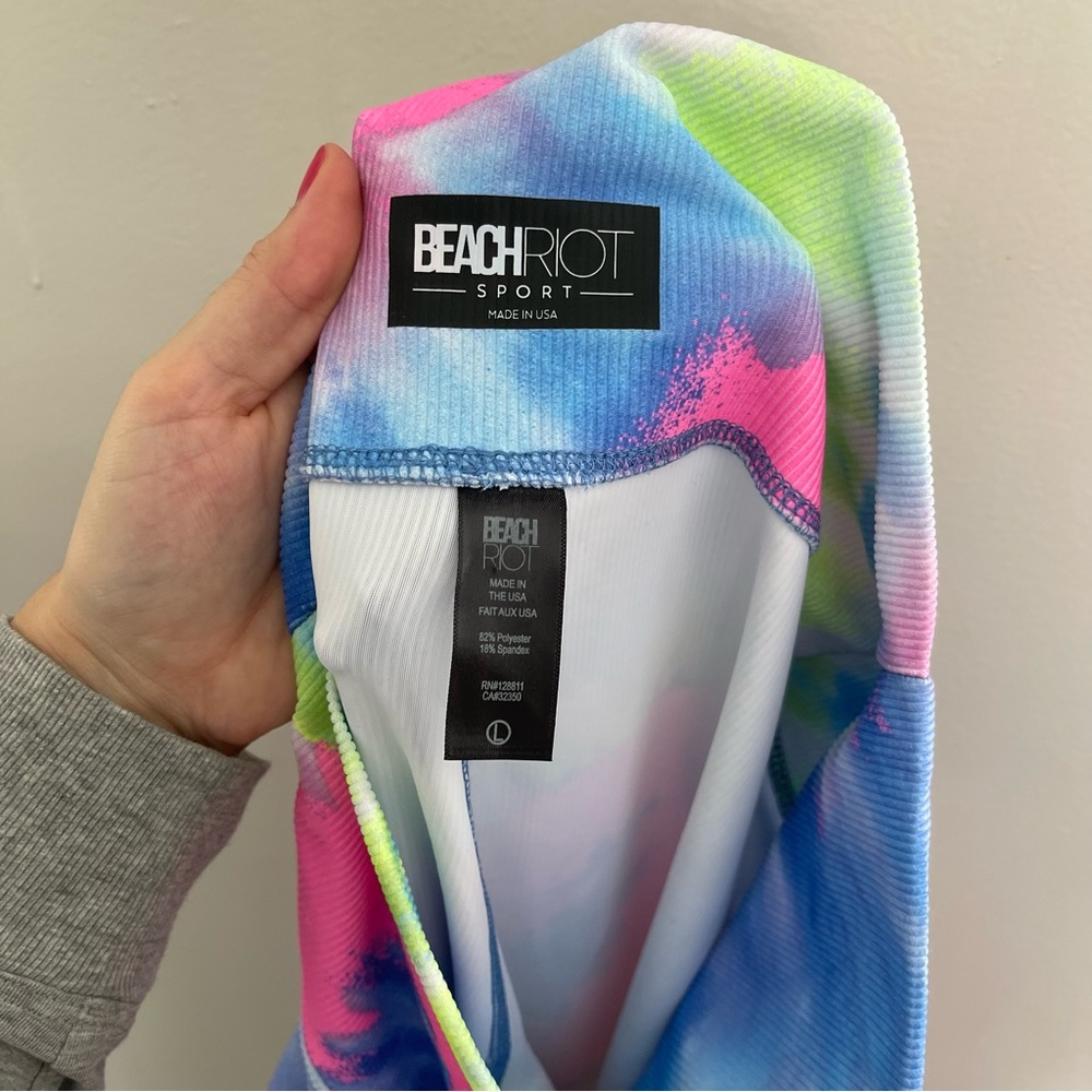 BEACH RIOT- Ayla Ribbed Blue Tie Dye Leggings - Picture 7 of 7